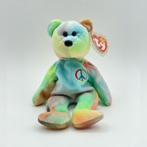 Vintage 90s Peace Bear, 1996 | TY Beanie Baby | Excellent Condition